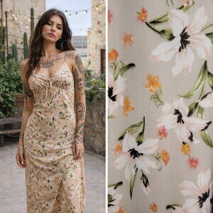 No comment Y2K Fairycore Milkmaid Romantic Women's Floral Babydoll Maxi Dress XL